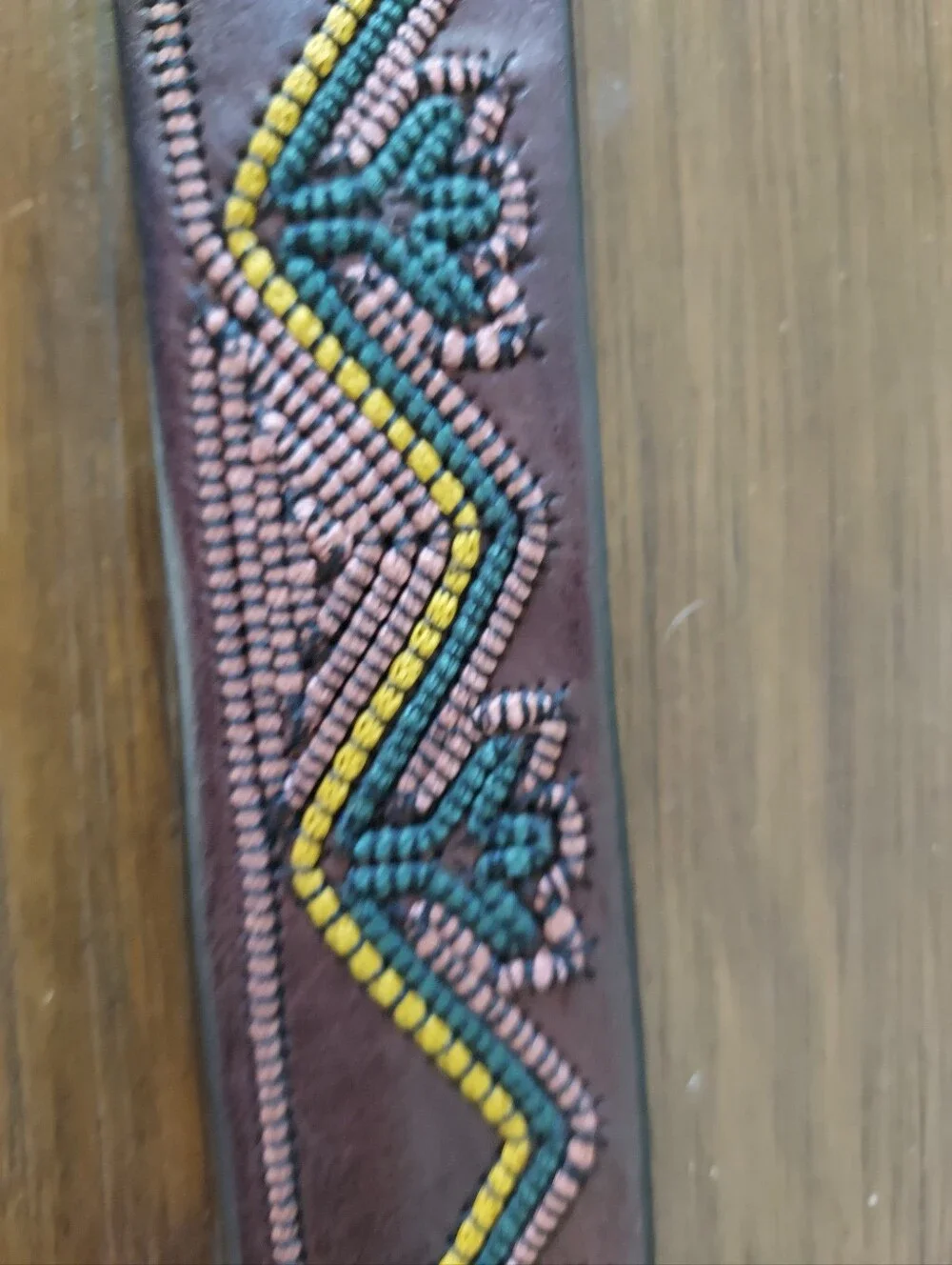 Johnny Was Brown Leather Belt with Multicolor Embroidery New Never Worn